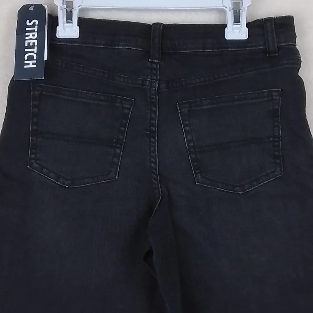 Oshkosh Jean Shorts Boys Size 12 in Faded Black w/ Distressing, Adjustable Waist